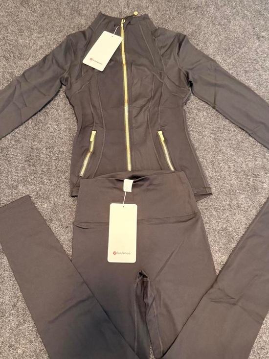 lululemon athletica Pants - lululemon athletica Black Jacket & Leggings Set with Gold Zippers